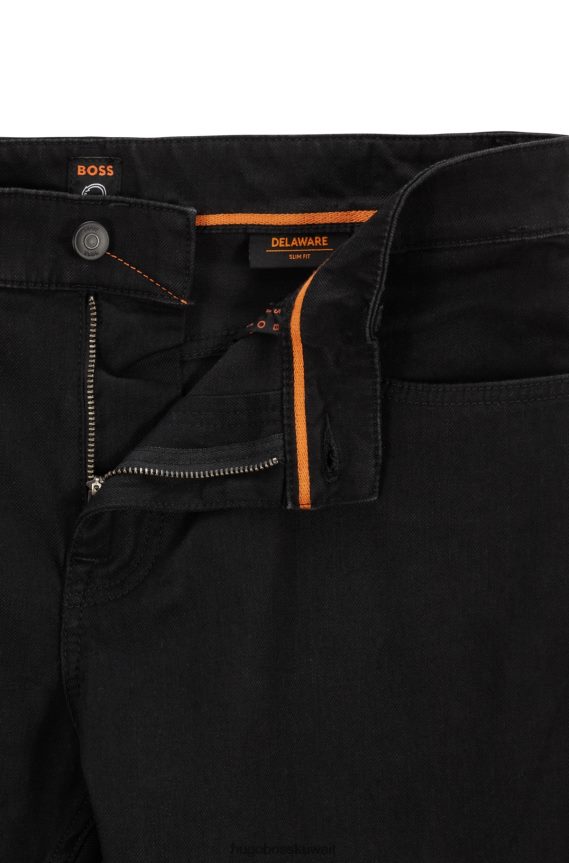 4TFNJN1346 أسود Hugo Boss بنطلون جينز هوغو أسود بقصة ضيقة من قماش الدنيم الأسود المريح