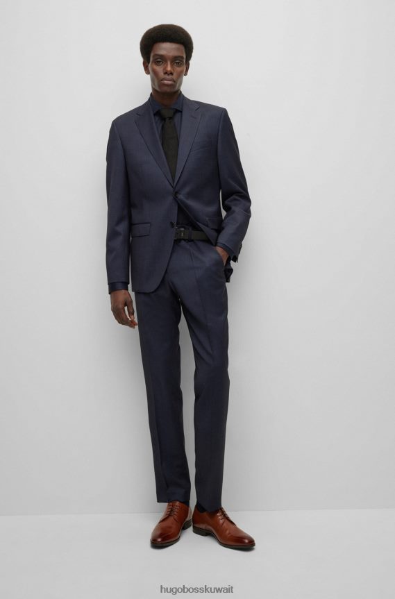 4TFNJN1351 أزرق غامق Hugo Boss قميص بقصة ضيقة من الجيرسي الإيطالي هوغو باللون الأزرق الداكن