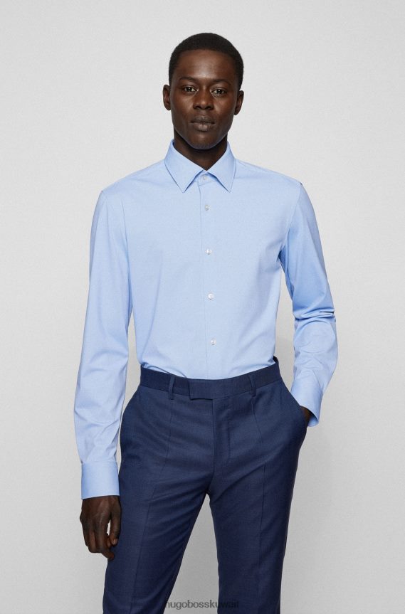 4TFNJN1352 أزرق فاتح Hugo Boss قميص هوغو ذو قصة ضيقة باللون الأزرق الفاتح مصنوع من جيرسي دوبي المطاطي عالي الأداء