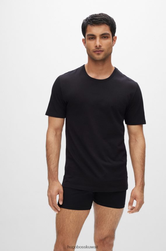 4TFNJN1354 أبيض / رمادي / أسود Hugo Boss Hugo حزمة من ثلاثة تيشيرتات مطرزة بالشعار باللون الأبيض القطني