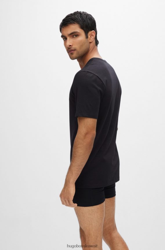 4TFNJN1354 أبيض / رمادي / أسود Hugo Boss Hugo حزمة من ثلاثة تيشيرتات مطرزة بالشعار باللون الأبيض القطني