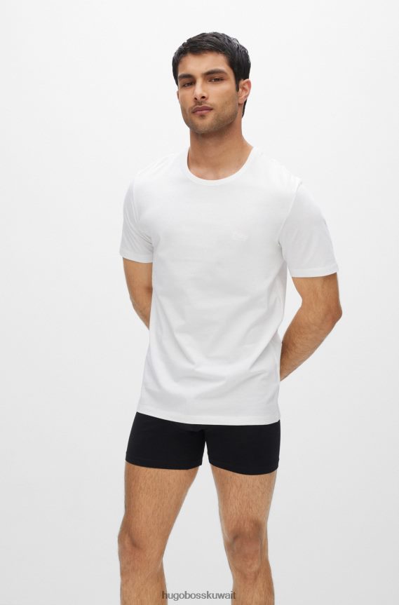 4TFNJN1354 أبيض / رمادي / أسود Hugo Boss Hugo حزمة من ثلاثة تيشيرتات مطرزة بالشعار باللون الأبيض القطني