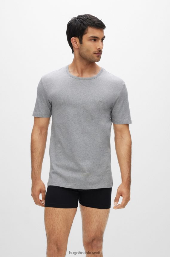 4TFNJN1354 أبيض / رمادي / أسود Hugo Boss Hugo حزمة من ثلاثة تيشيرتات مطرزة بالشعار باللون الأبيض القطني
