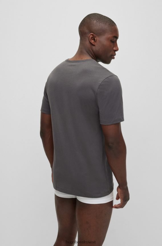 4TFNJN1355 أبيض / أزرق / رمادي Hugo Boss حزمة من ثلاثة تيشيرتات بشعار الماركة من قطن هوغو الأبيض