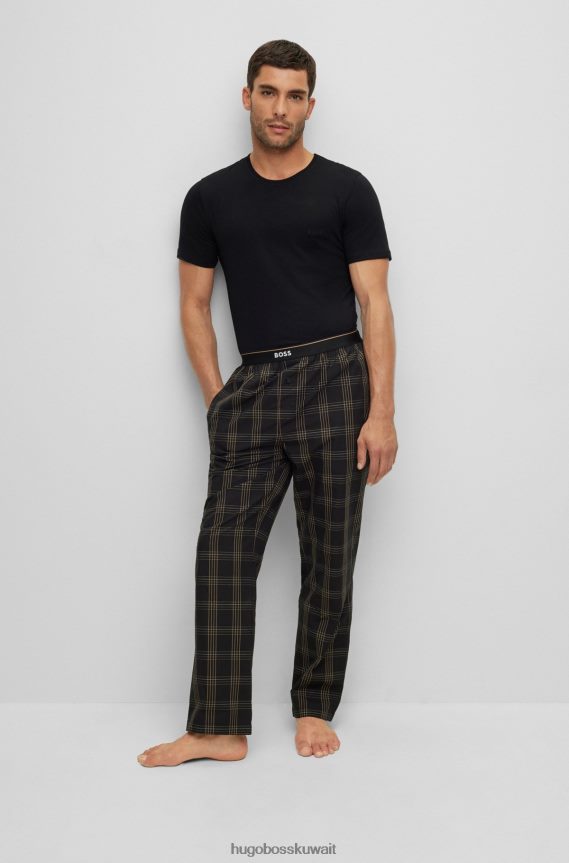 4TFNJN1358 أسود Hugo Boss مجموعة من ثلاثة تيشيرتات مطرزة بشعار الماركة من القطن باللون الأسود من Hugo