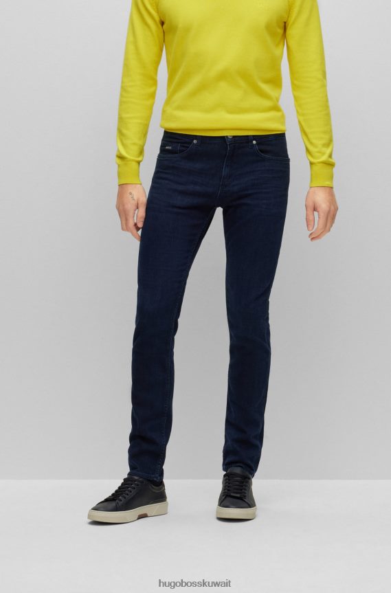 4TFNJN1362 أزرق غامق Hugo Boss جينز أزرق داكن بقصة ضيقة من قماش الدنيم الإيطالي فائق النعومة باللون الأزرق