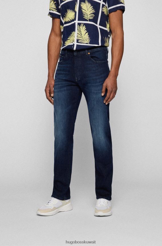 4TFNJN1365 أزرق غامق Hugo Boss هوغو جينز أزرق داكن مريح من قماش الدنيم الأزرق فائق التمدد