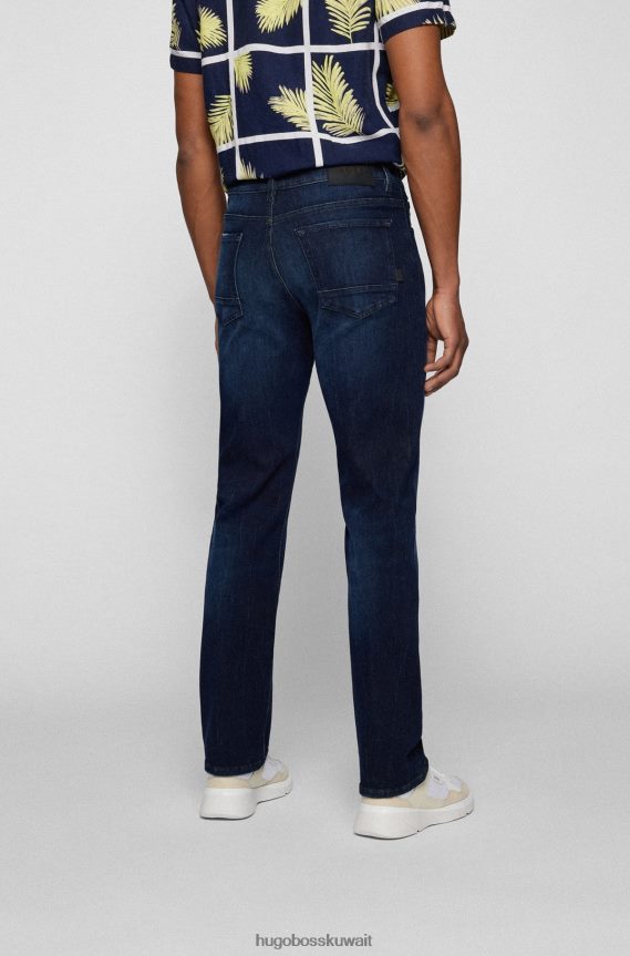 4TFNJN1365 أزرق غامق Hugo Boss هوغو جينز أزرق داكن مريح من قماش الدنيم الأزرق فائق التمدد