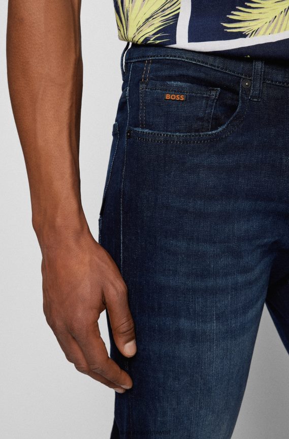 4TFNJN1365 أزرق غامق Hugo Boss هوغو جينز أزرق داكن مريح من قماش الدنيم الأزرق فائق التمدد