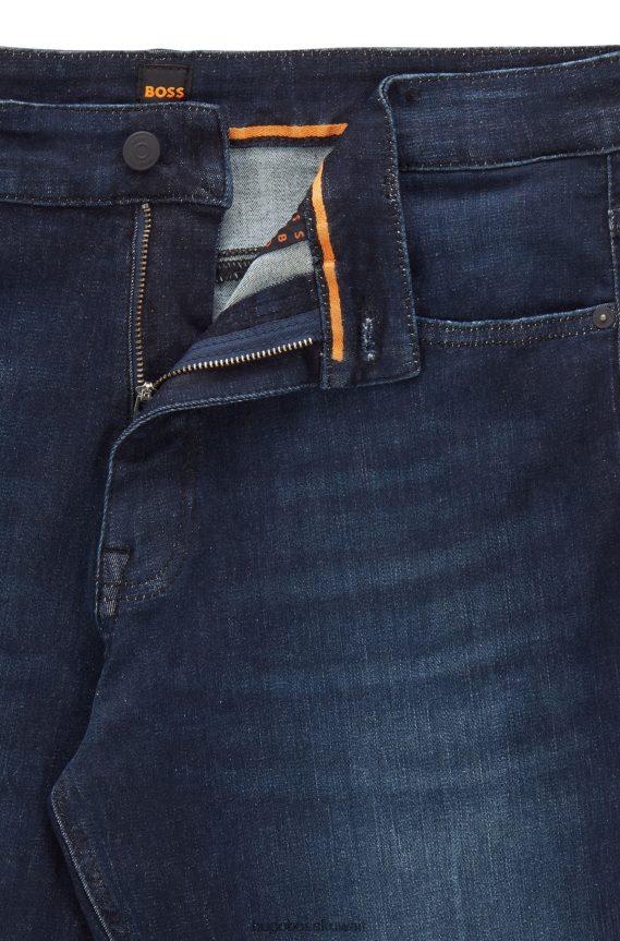 4TFNJN1365 أزرق غامق Hugo Boss هوغو جينز أزرق داكن مريح من قماش الدنيم الأزرق فائق التمدد