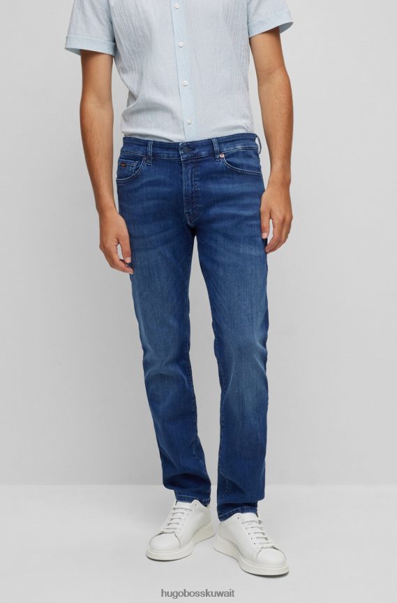 4TFNJN1369 أزرق Hugo Boss بنطال جينز بقصة عادية باللون الأزرق من قماش الدنيم فائق التمدد باللون الأزرق هوغو