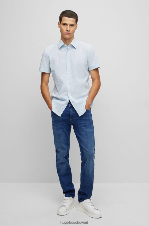 4TFNJN1369 أزرق Hugo Boss بنطال جينز بقصة عادية باللون الأزرق من قماش الدنيم فائق التمدد باللون الأزرق هوغو