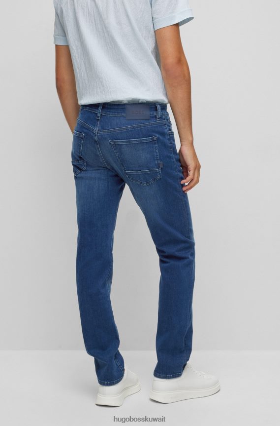 4TFNJN1369 أزرق Hugo Boss بنطال جينز بقصة عادية باللون الأزرق من قماش الدنيم فائق التمدد باللون الأزرق هوغو