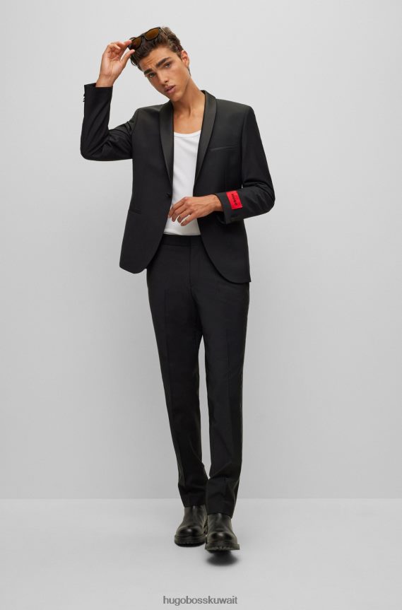 4TFNJN1370 أسود Hugo Boss سترة هوغو السوداء ذات المقاس النحيف للغاية مصنوعة من قماش مطاطي عالي الأداء