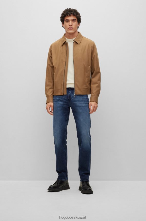 4TFNJN1373 أزرق غامق Hugo Boss بنطال جينز بقصة عادية من قماش الدنيم الإيطالي المطاطي باللون الأزرق الداكن من هوغو