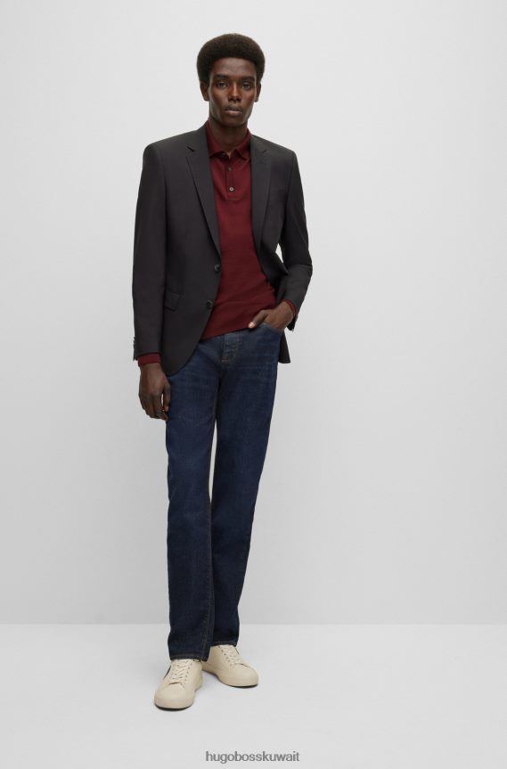 4TFNJN1383 أزرق غامق Hugo Boss هوغو جينز أزرق داكن بقصة عادية من قماش الدنيم المريح باللون الأزرق الداكن