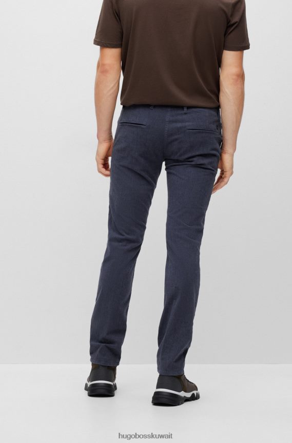 4TFNJN1387 أزرق غامق Hugo Boss بنطال بقصّة ضيّقة من نسيج التويل القطني المطاطي باللون الأزرق الداكن