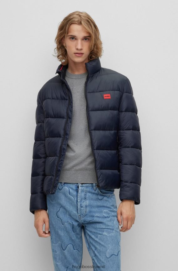 4TFNJN1390 أزرق غامق Hugo Boss جاكيت منتفخ من Hugo بقصة ضيقة مع شعار أحمر وأزرق داكن