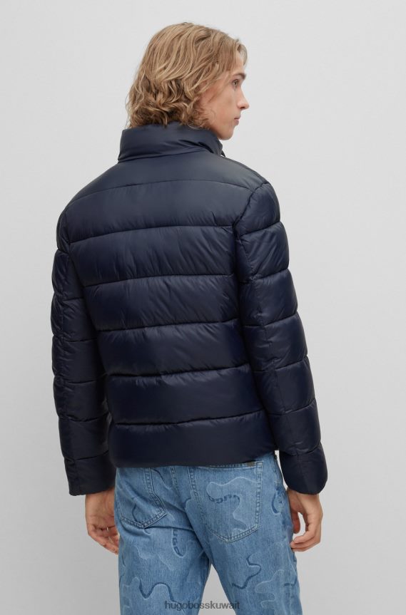 4TFNJN1390 أزرق غامق Hugo Boss جاكيت منتفخ من Hugo بقصة ضيقة مع شعار أحمر وأزرق داكن