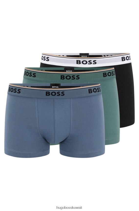 4TFNJN1397 منقوشة Hugo Boss حزمة من ثلاثة سراويل داخلية من القطن المطاطي مع أحزمة خصر تحمل شعار هوغو