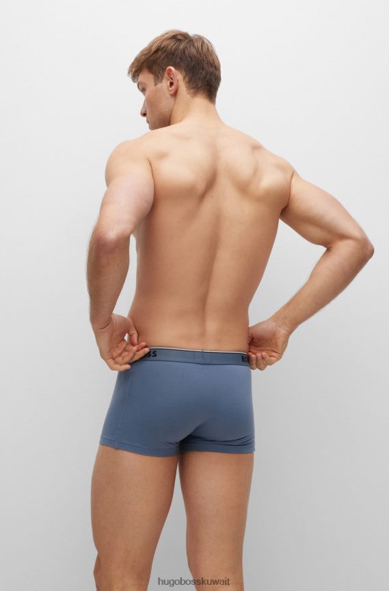 4TFNJN1397 منقوشة Hugo Boss حزمة من ثلاثة سراويل داخلية من القطن المطاطي مع أحزمة خصر تحمل شعار هوغو