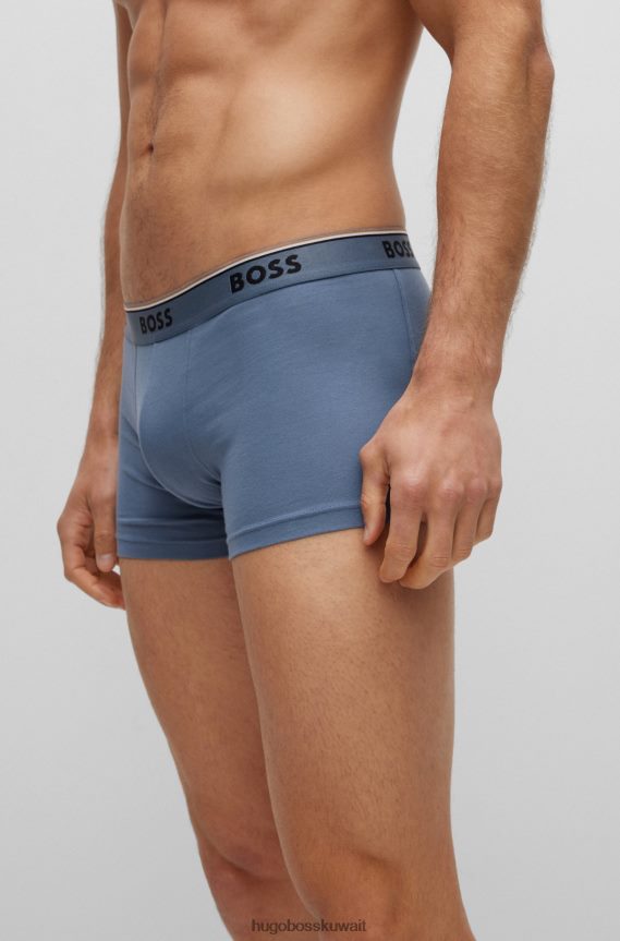 4TFNJN1397 منقوشة Hugo Boss حزمة من ثلاثة سراويل داخلية من القطن المطاطي مع أحزمة خصر تحمل شعار هوغو