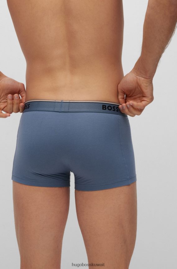 4TFNJN1397 منقوشة Hugo Boss حزمة من ثلاثة سراويل داخلية من القطن المطاطي مع أحزمة خصر تحمل شعار هوغو