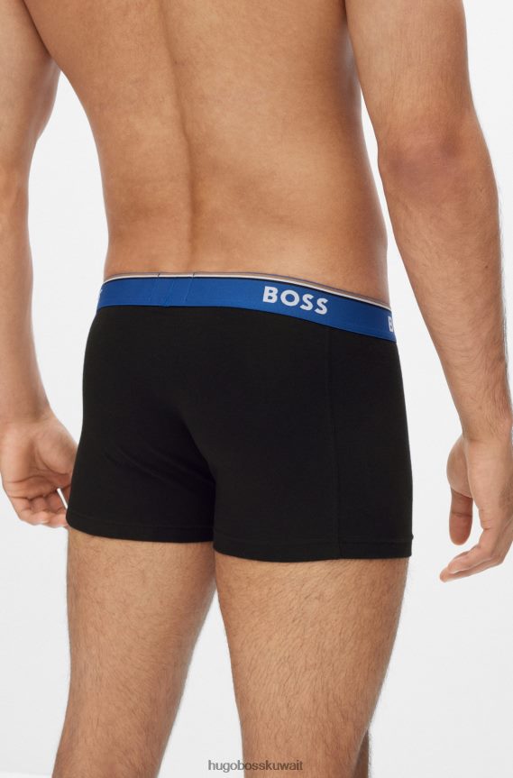 4TFNJN1398 منقوشة Hugo Boss حزمة من ثلاثة سراويل داخلية من القطن المطاطي مع أحزمة خصر تحمل شعار Hugo