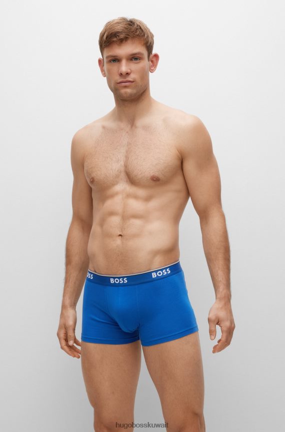 4TFNJN1399 منقوشة Hugo Boss حزمة من ثلاثة سراويل داخلية من القطن المطاطي مع أحزمة خصر منقوشة بشعار Hugo