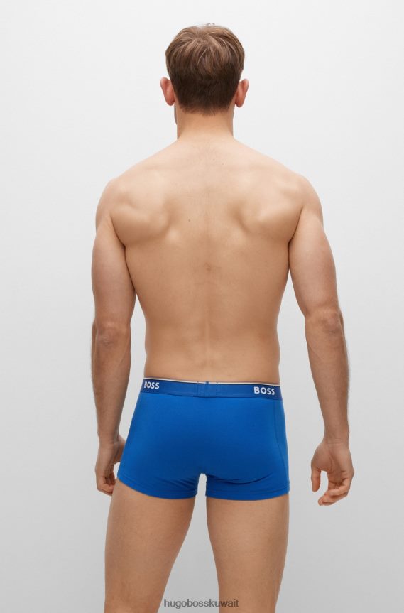 4TFNJN1399 منقوشة Hugo Boss حزمة من ثلاثة سراويل داخلية من القطن المطاطي مع أحزمة خصر منقوشة بشعار Hugo