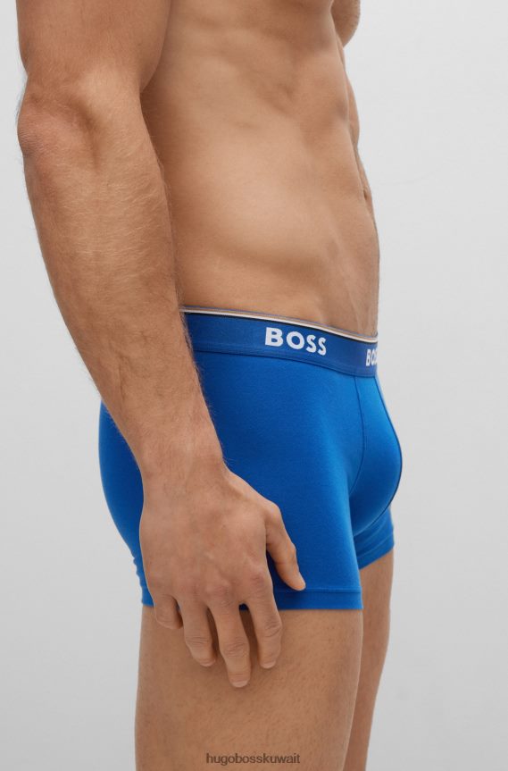 4TFNJN1399 منقوشة Hugo Boss حزمة من ثلاثة سراويل داخلية من القطن المطاطي مع أحزمة خصر منقوشة بشعار Hugo