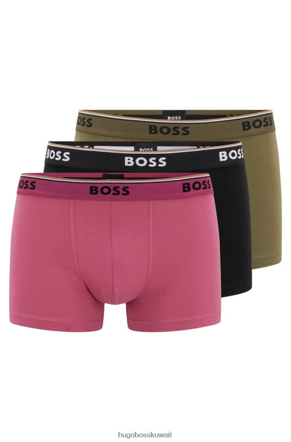4TFNJN1400 منقوشة Hugo Boss مجموعة ثلاثة سراويل هوغو منقوشة من القطن المطاطي مع أحزمة خصر تحمل الشعار