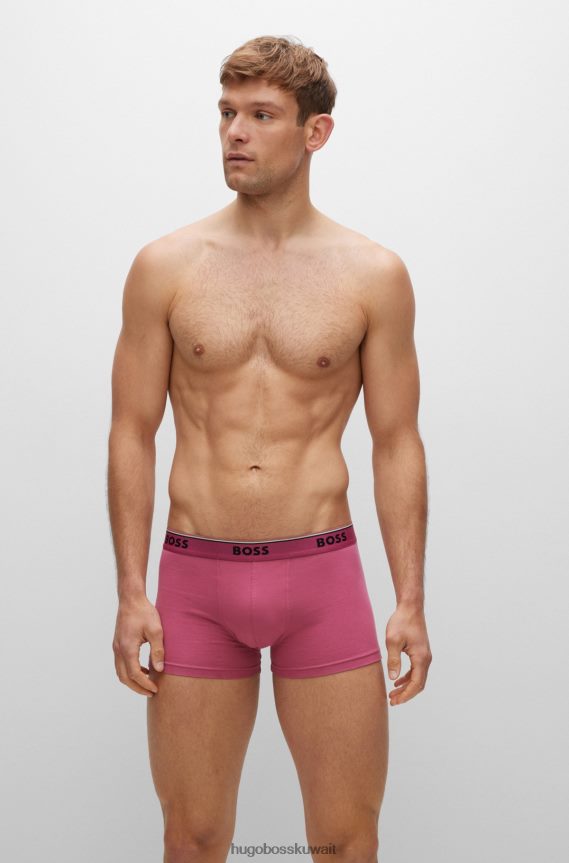 4TFNJN1400 منقوشة Hugo Boss مجموعة ثلاثة سراويل هوغو منقوشة من القطن المطاطي مع أحزمة خصر تحمل الشعار