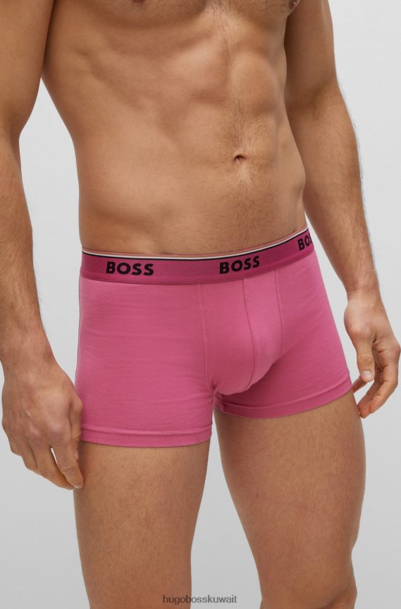 4TFNJN1400 منقوشة Hugo Boss مجموعة ثلاثة سراويل هوغو منقوشة من القطن المطاطي مع أحزمة خصر تحمل الشعار