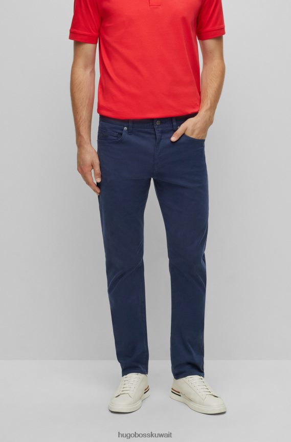 4TFNJN1401 أزرق غامق Hugo Boss جينز هوغو ذو قصة ضيقة باللون الأزرق الداكن من قماش الدنيم ذو البنية الدقيقة