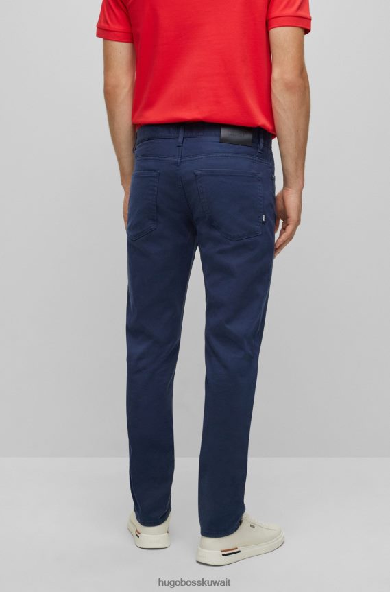 4TFNJN1401 أزرق غامق Hugo Boss جينز هوغو ذو قصة ضيقة باللون الأزرق الداكن من قماش الدنيم ذو البنية الدقيقة