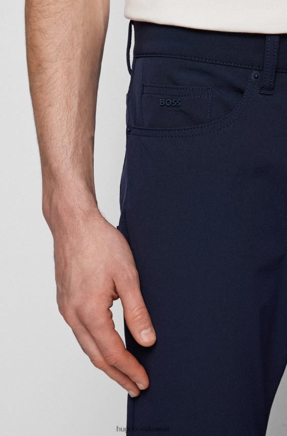 4TFNJN1403 أزرق غامق Hugo Boss بنطال جينز ضيق من قماش الدنيم المطاطي المقاوم للماء باللون الأزرق الداكن