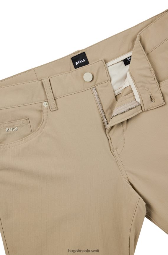 4TFNJN1404 البيج الفاتح Hugo Boss بنطال جينز ضيق باللون البيج الفاتح من قماش الدنيم المطاطي المقاوم للماء