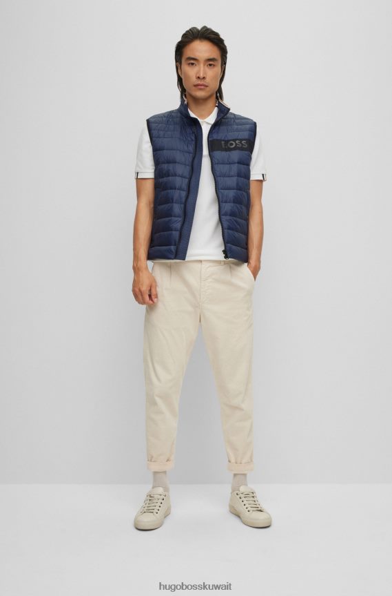 4TFNJN1408 أزرق غامق Hugo Boss هوغو جيليه مبطن طارد للماء مع شريط شعار ثلاثي الأبعاد باللون الأزرق الداكن