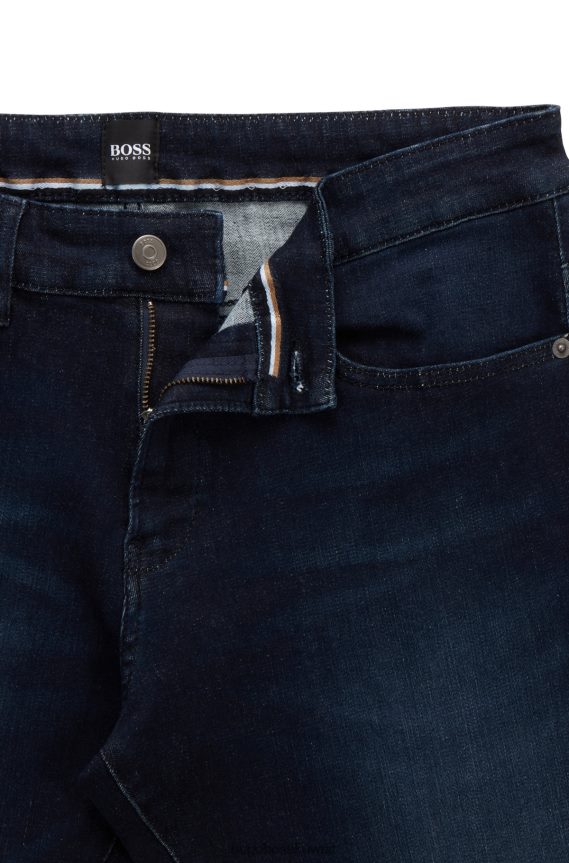 4TFNJN1413 أزرق غامق Hugo Boss جينز هوغو ذو قصة ضيقة باللون الأزرق الداكن من قماش الدنيم فائق التمدد باللون الأزرق الداكن