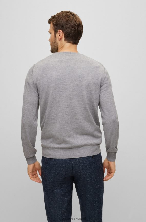 4TFNJN1417 رمادي فاتح Hugo Boss سترة برقبة على شكل حرف V من الصوف المسؤول هوغو باللون الرمادي الفاتح