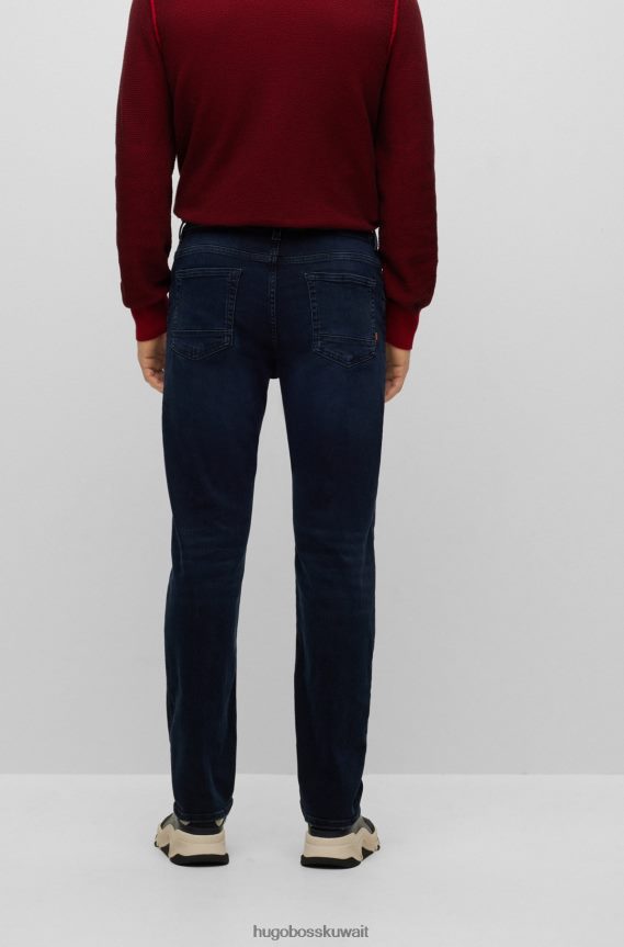 4TFNJN1419 أزرق غامق Hugo Boss بنطلون جينز Hugo باللون الأزرق الداكن مريح من قماش الدنيم المريح باللون الأزرق والأسود