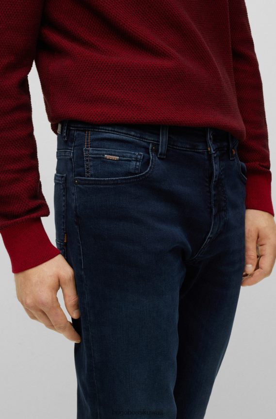 4TFNJN1419 أزرق غامق Hugo Boss بنطلون جينز Hugo باللون الأزرق الداكن مريح من قماش الدنيم المريح باللون الأزرق والأسود