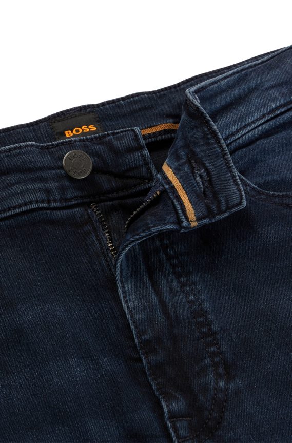 4TFNJN1419 أزرق غامق Hugo Boss بنطلون جينز Hugo باللون الأزرق الداكن مريح من قماش الدنيم المريح باللون الأزرق والأسود