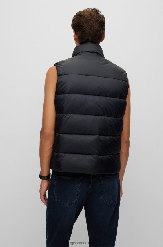 4TFNJN1420 أسود Hugo Boss جيليه منتفخ من Hugo بقصة ضيقة مع شعار أحمر أسود