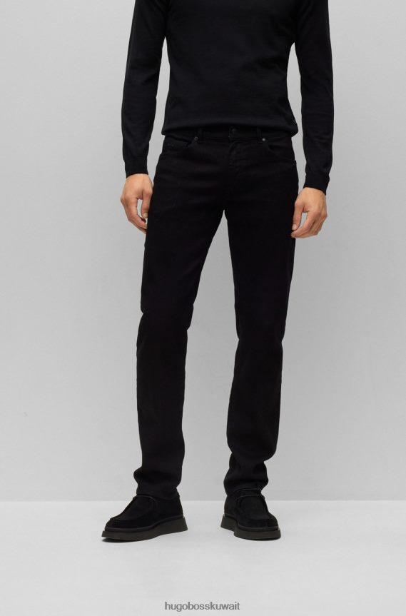 4TFNJN1427 أسود Hugo Boss جينز بقصة عادية من الدنيم الإيطالي الأسود والأسود هوغو