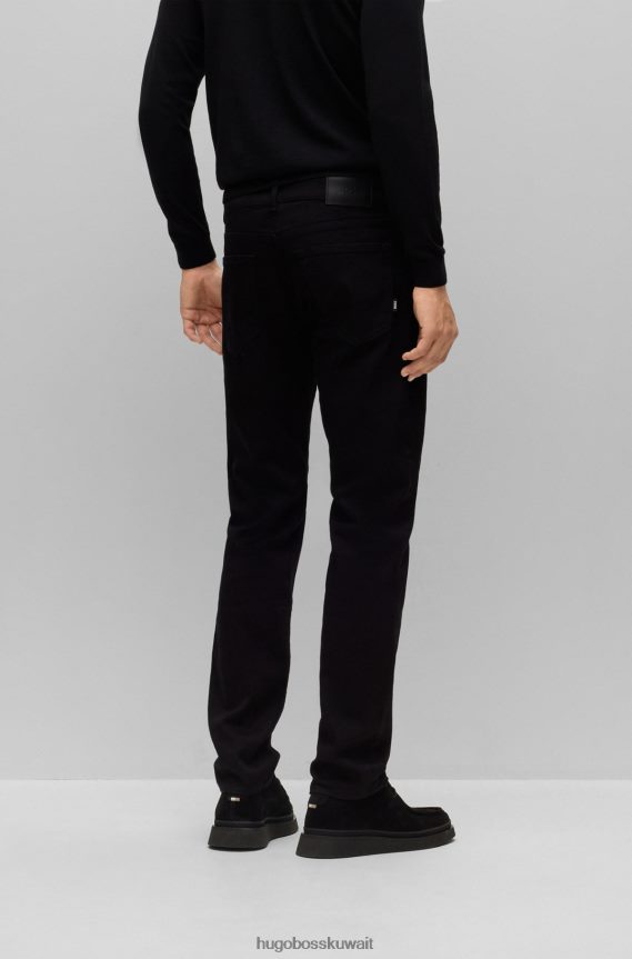4TFNJN1427 أسود Hugo Boss جينز بقصة عادية من الدنيم الإيطالي الأسود والأسود هوغو