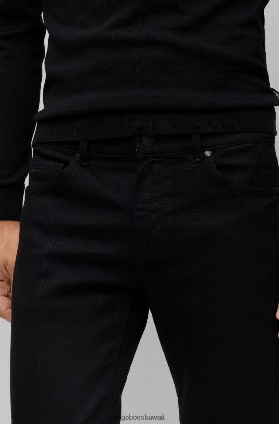4TFNJN1427 أسود Hugo Boss جينز بقصة عادية من الدنيم الإيطالي الأسود والأسود هوغو