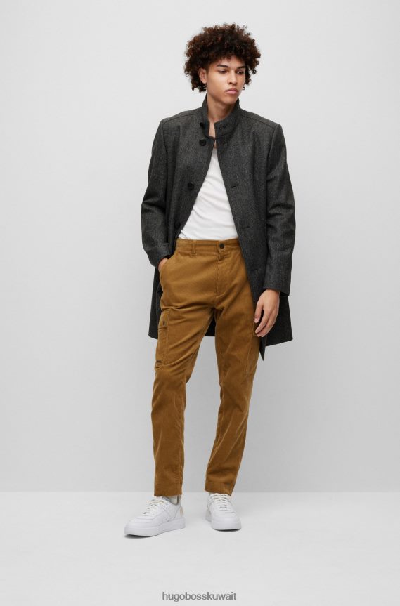 4TFNJN1430 الرمادي الداكن Hugo Boss معطف هوغو ذو اللون الرمادي الداكن ذو المقاس العادي من مزيج الصوف