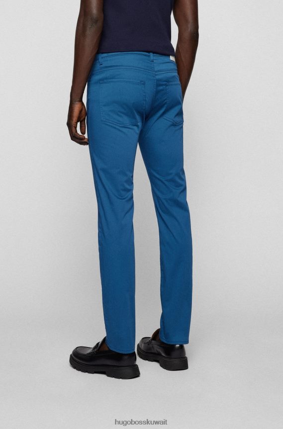 4TFNJN1432 أزرق Hugo Boss جينز هوغو بقصة ضيقة من قماش الدنيم الساتان القطني المطاطي باللون الأزرق